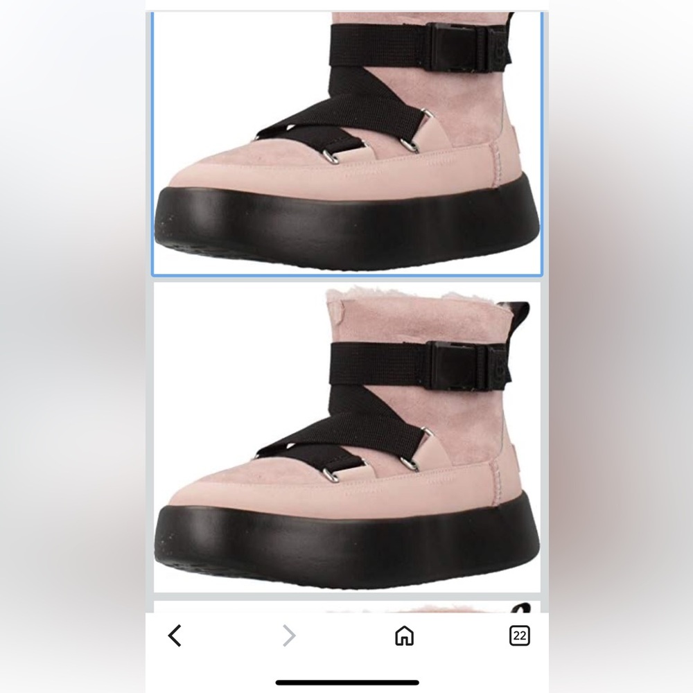 UGG Women’s‎ Boom Buckle Pink and Black Ankle Boots Sheepskin size 5